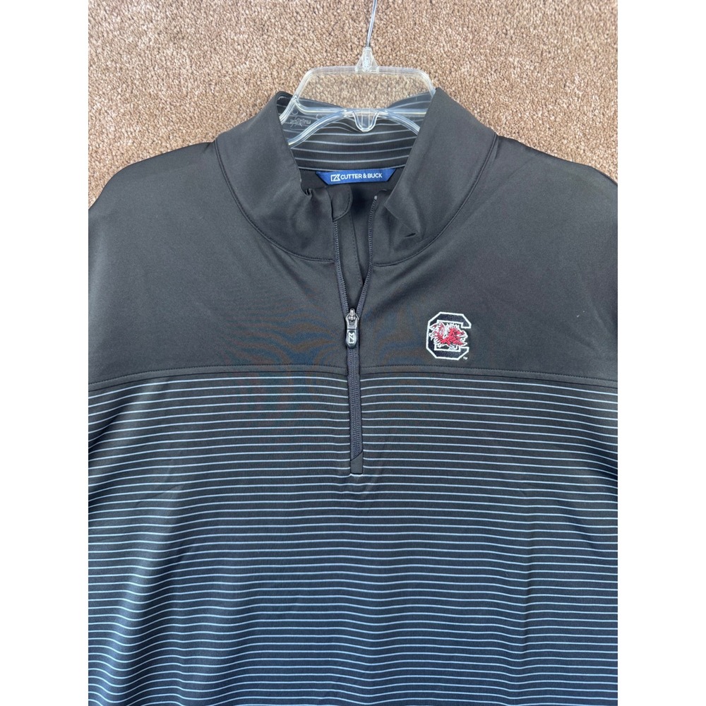 Cutter & Buck South Carolina Gamecocks Traverse Stripe 1/4 Zip Mens XLT Black